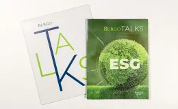 Burgo Talks: stampato su carta Reborn, copertina di carta Respecta 100 e busta in cartoncino Formapack New